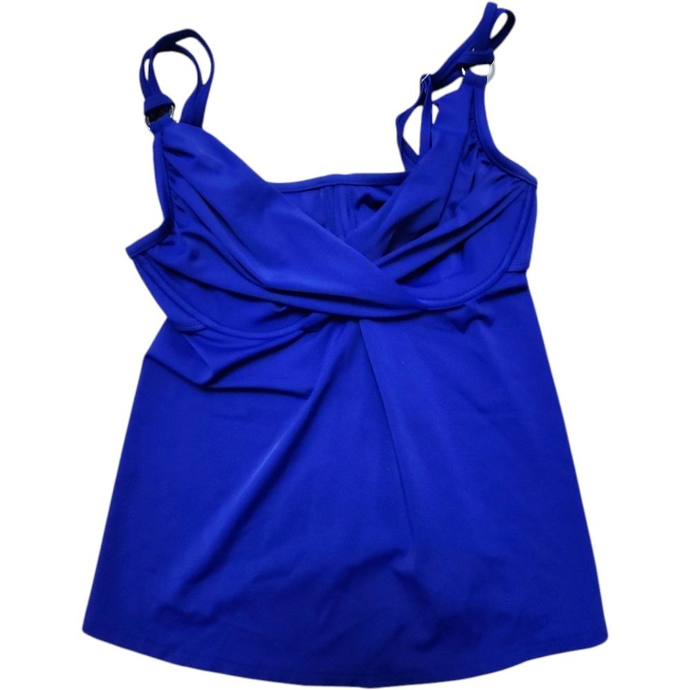 Tara Grinna Royal Blue Cross Front Overlay Apron Tankini Top Sz. 32-36D